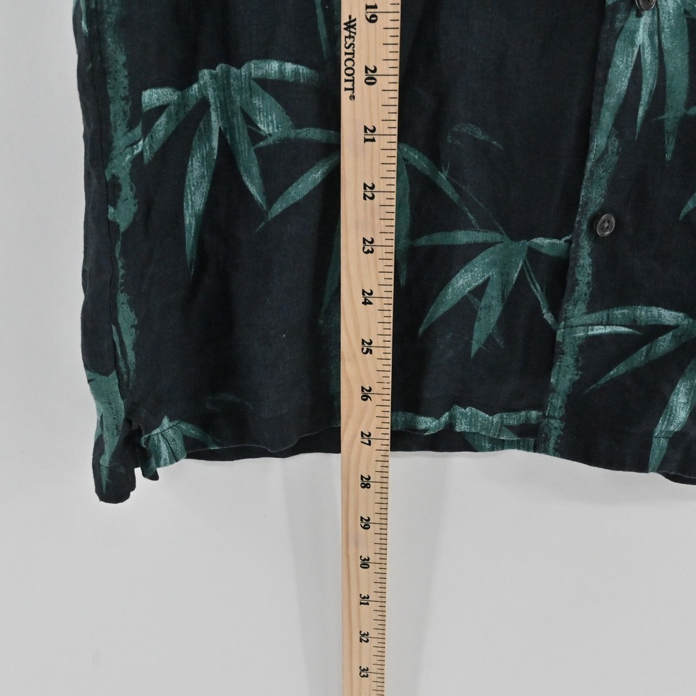 Theory Irving Bamboo Shirt Mens Size XL Black Teal Linen Tropical Button Resort - Picture 4 of 9